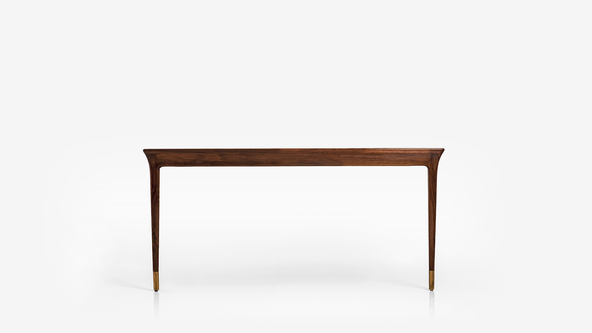 Lazlo Console in Walnut Dark French polish with recessed glass top